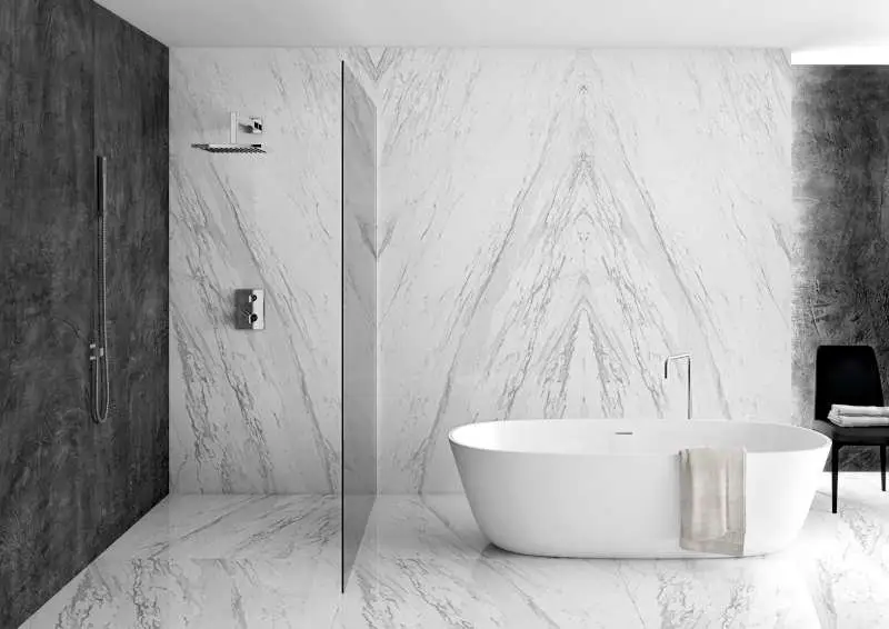 Bathroom Remodels in Bethesda by Quick Remodels using Full Slab Material