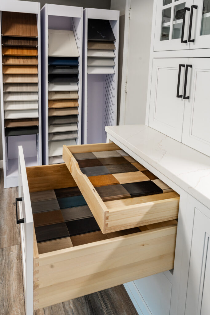 Custom Kitchen Cabinet Material Selections in Maryland and DC Showroom by Quick Remodels Bethesda